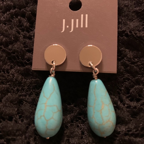 J. Jill Jewelry - J. Jill Aegean Blues Post Drop Earrings Reconstituted Turquoise Silvertone Disc